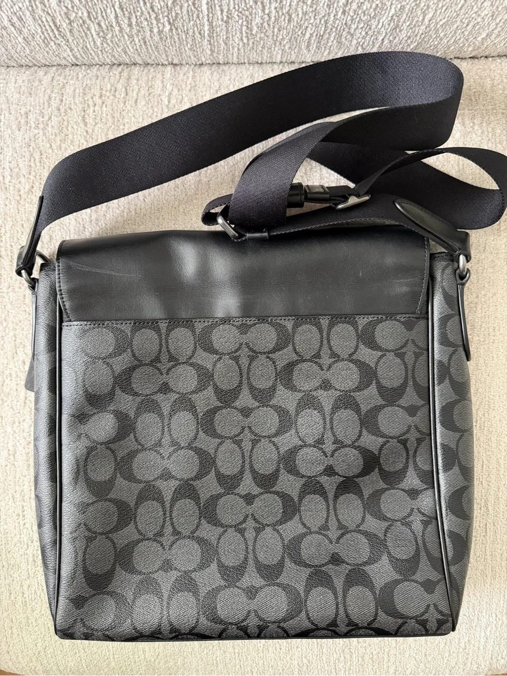 Coach Black Houston Map Signature Canvas Messenger Bag